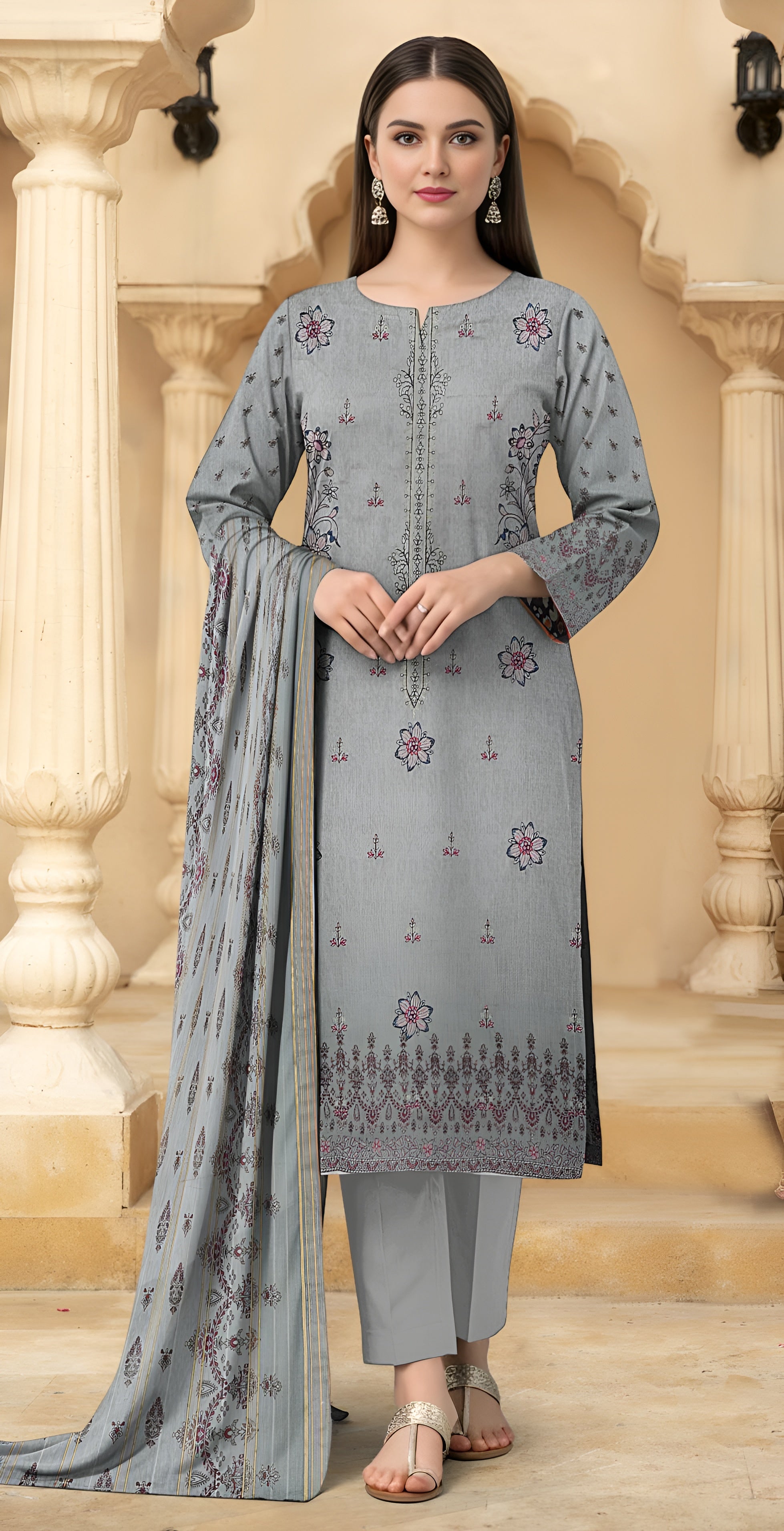 Arshia: Lawn Digital Print Embroidered Shirt