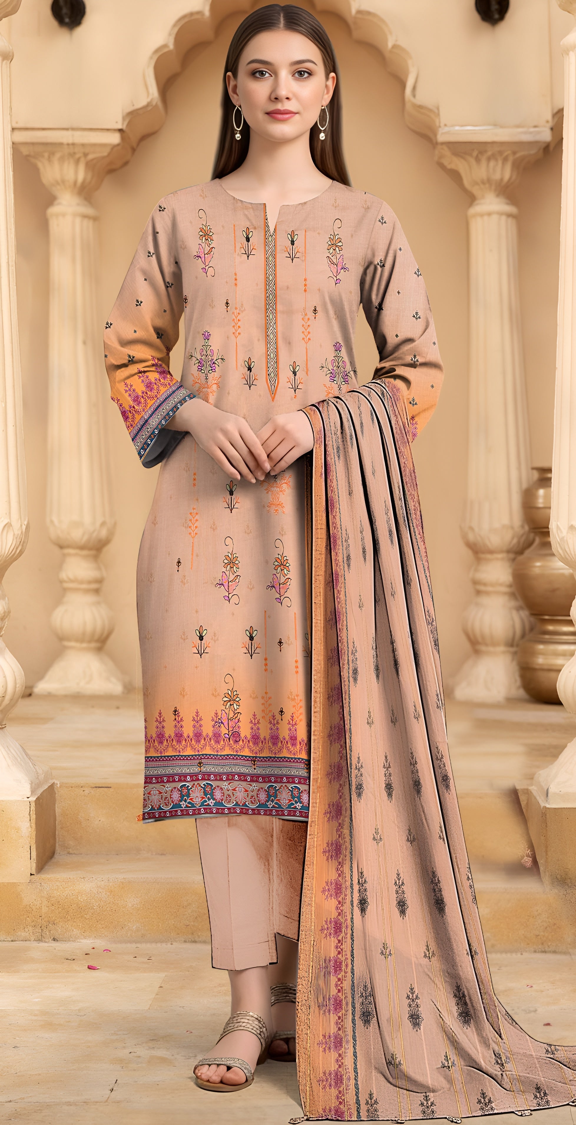 Arshia: Lawn Digital Print Embroidered Shirt