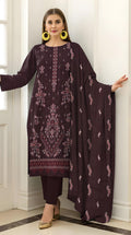 Fine Karandi Full Hevay Emb Shirt  Dyed Karandi Full Emb Dupatta Plain Dyed Trouser
