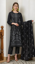 Fine Karandi Full Hevay Emb Shirt  Dyed Karandi Full Emb Dupatta Plain Dyed Trouser