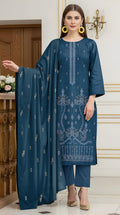 Fine Karandi Full Hevay Emb Shirt  Dyed Karandi Full Emb Dupatta Plain Dyed Trouser