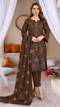 Fine Dhanak Full Hevay Emb Shirt Dyed Dhanak Full Emb Dupatta Plain Dyed Trouser