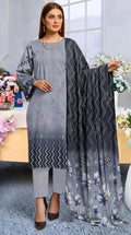 Digital printed Viscous Emb Shirt Digital Bamber Dupatta Plain Dyed Trouser
