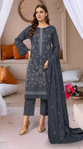 Fine Dhanak Full Hevay Emb Shirt Dyed Dhanak Full Emb Dupatta Plain Dyed Trouser