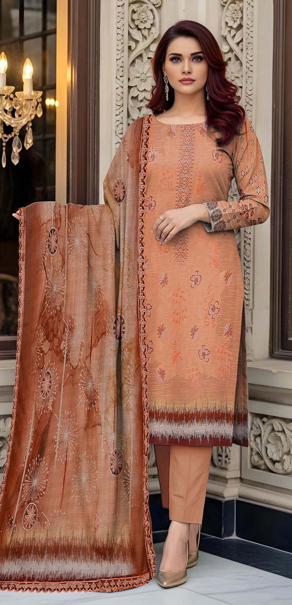 3 PIECE PRINTED EMB UNSTICHED