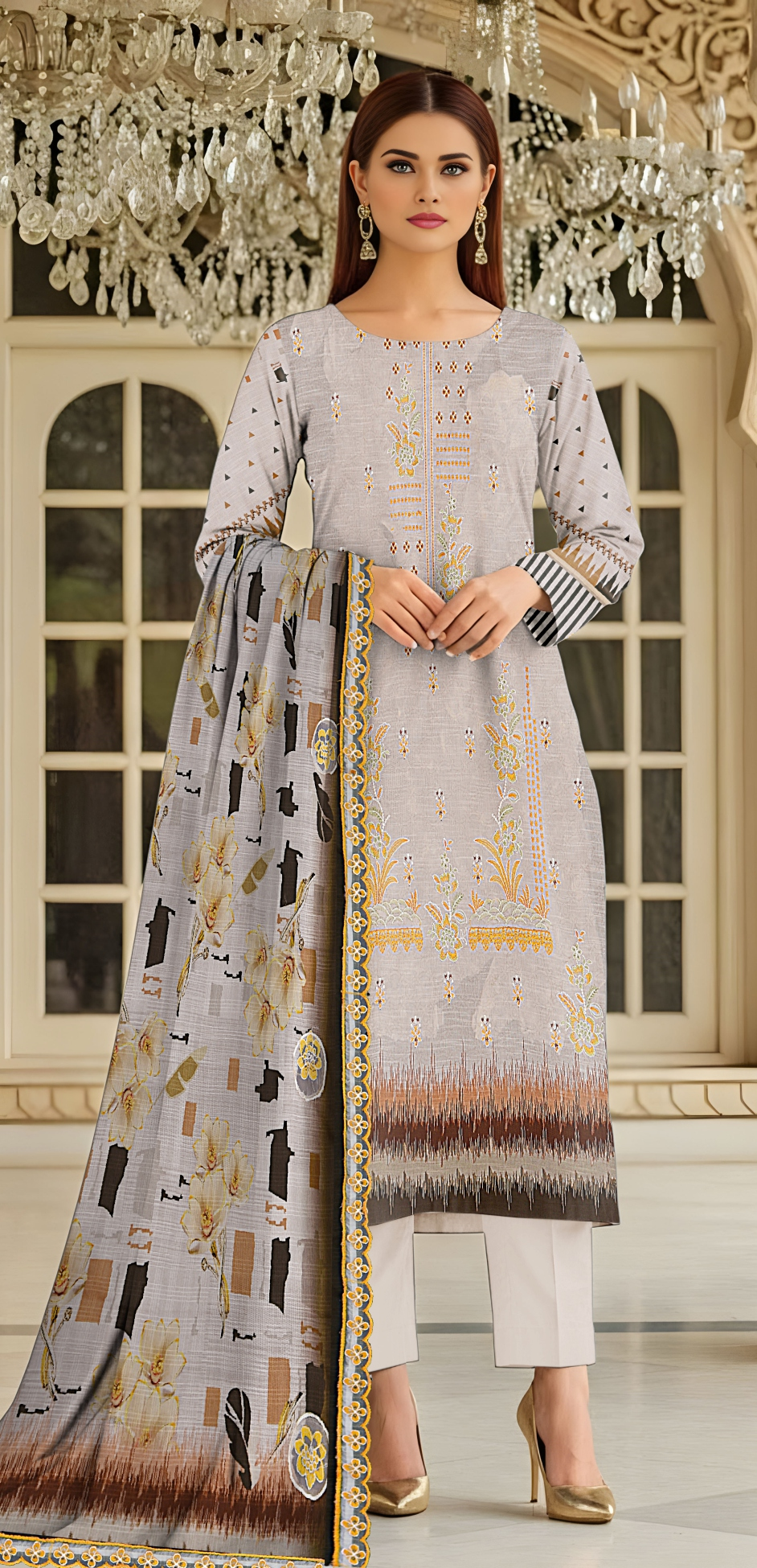 3 PIECE PRINTED EMB UNSTICHED