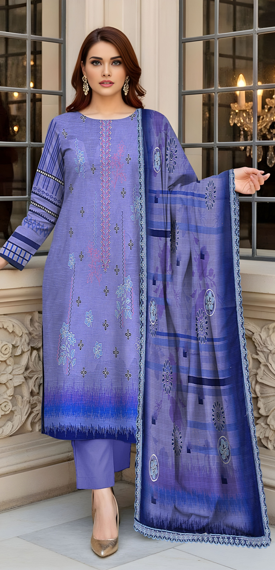 3 PIECE PRINTED EMB UNSTICHED