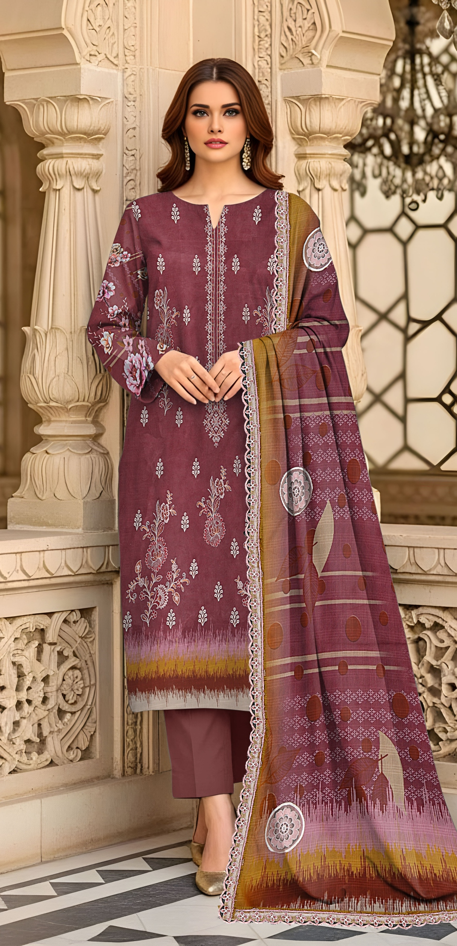 3 PIECE PRINTED EMB UNSTICHED