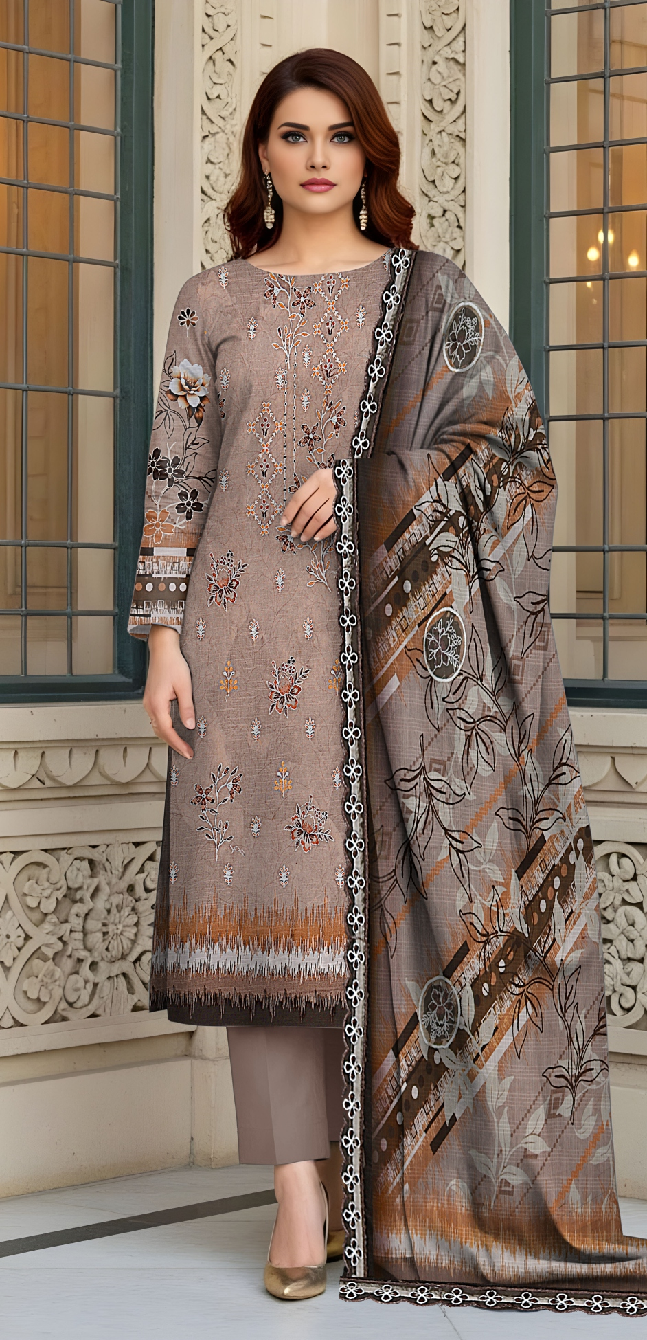 3 PIECE PRINTED EMB UNSTICHED